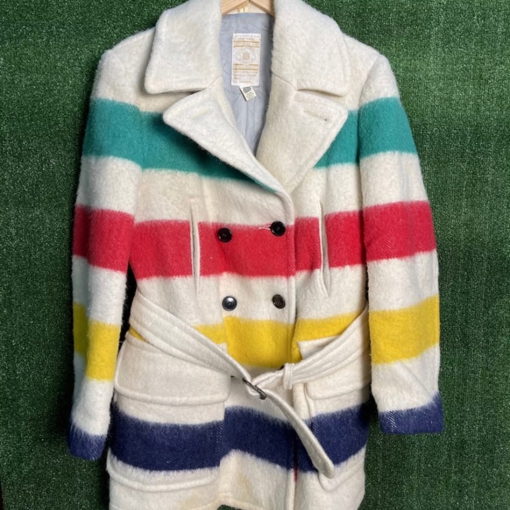 Vintage Hudson’s Bay classic stripes wool coat